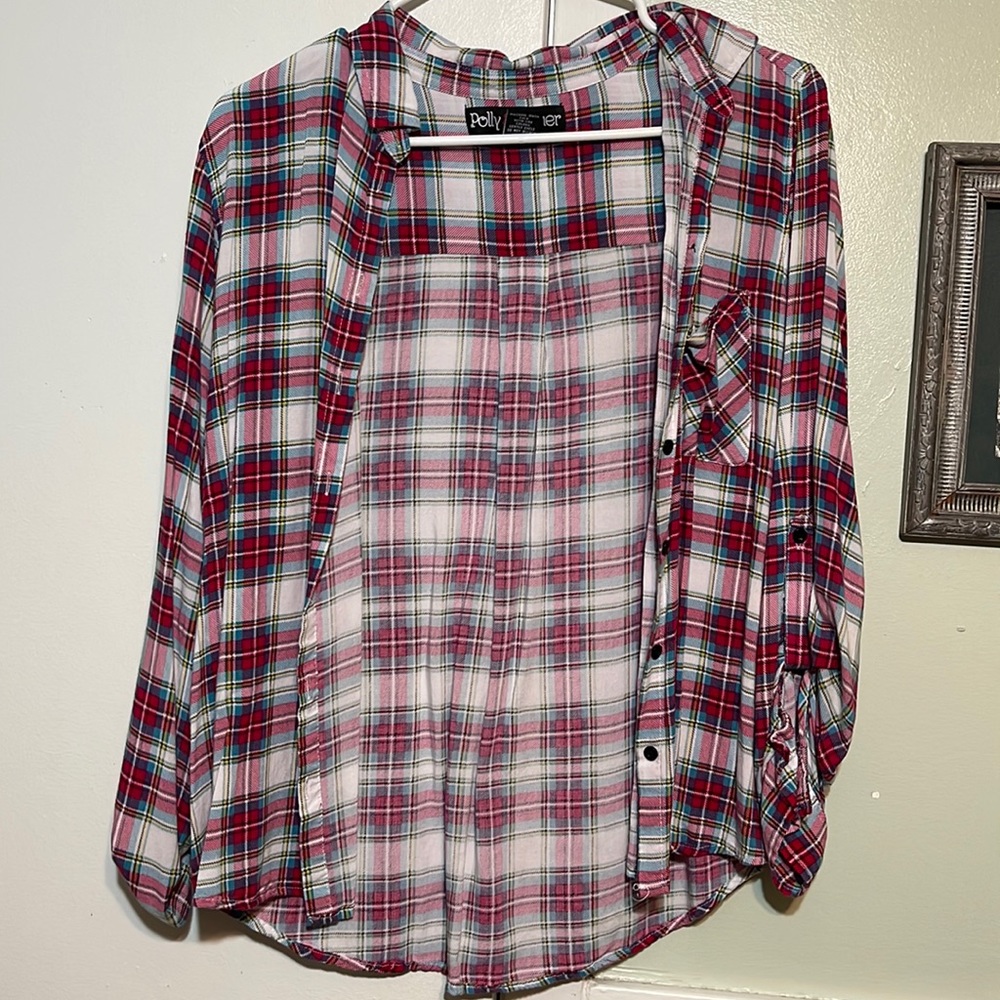 Pink and blue flannel shirt